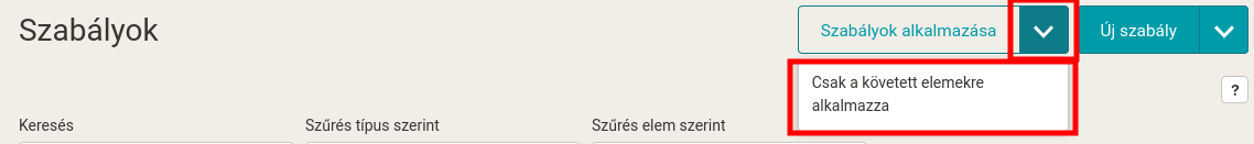 Aplikování pravidel jen na sledované produkty spustíte přímo u daného produktu (viz screen výše) nebo tlačítkem „pod šipkou“ na stránce Pravidla.